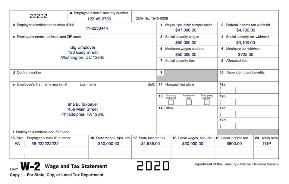 Reading W2 Tax Form